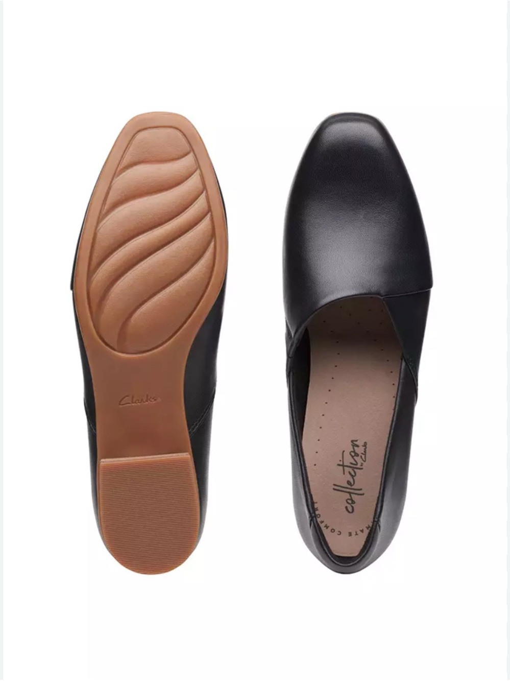 Clarks Black Leather Slip-On Flats